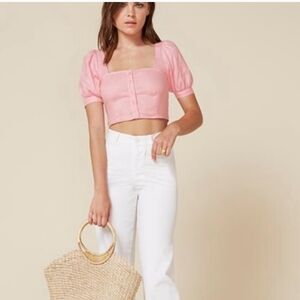Reformation - Women's Pink Crop Top with Chic Design Sz XS